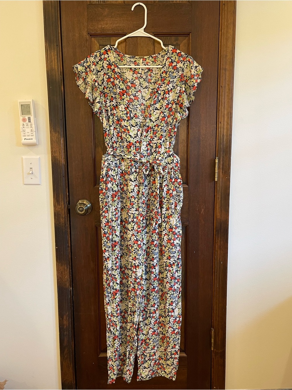 Free People Ruffle Your Feathers Floral Printed Jumpsuit Small Petite S/P